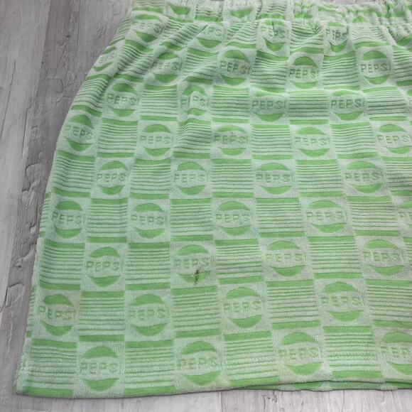 Forever 21 Green Pepsi Stretch Drawstring Pull On Pockets Terry Summer Skirt MED - Picture 3 of 10